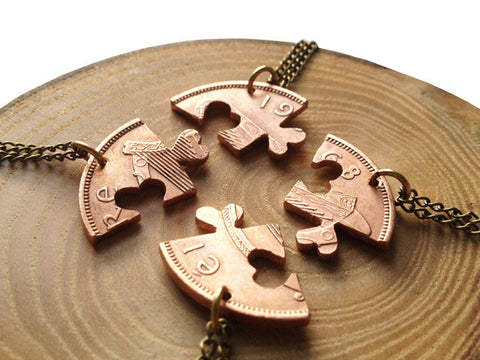 Handcut coin "Friendship IV" necklaces