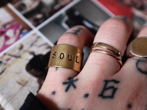 Hand stamped SOUL ring
