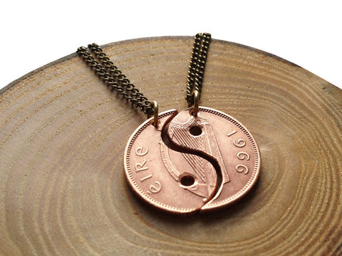 Handcut coin "Yin Yang" necklace