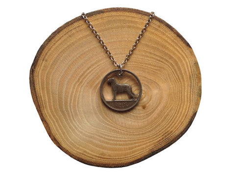 Handcut coin necklace "Irish Wolfhound"