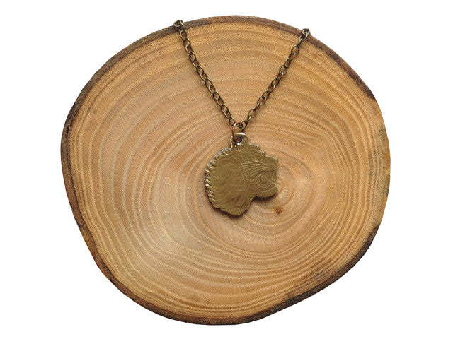 Handcut coin necklace "Lion"