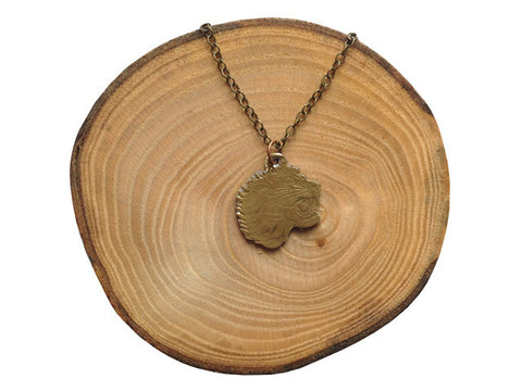 Handcut coin necklace "Lion"