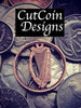 Handcut coin necklace - brass Irish Harp