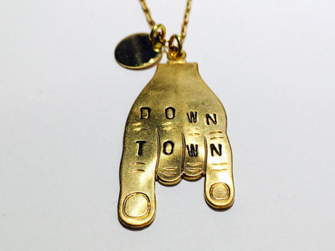 Handmade stamped DOWNTOWN necklace inspired by Eric Nally & Macklemore