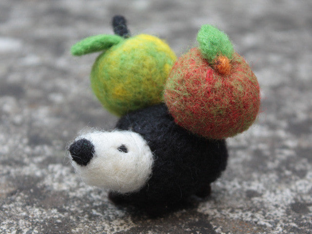 Handmade needle felted lovely Hedgehog with apples