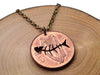 Handcut coin "Fishbone" necklace