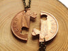 Handcut coin two "Friendship" necklace