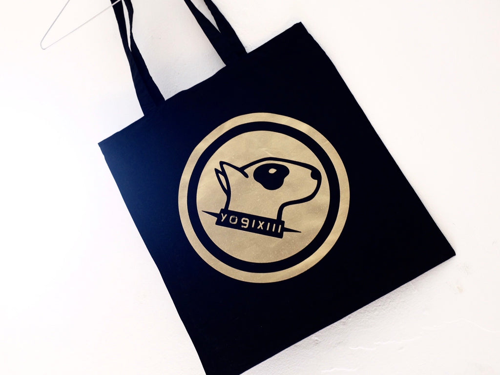 YOGIXIII dog logo BLACK tote bag