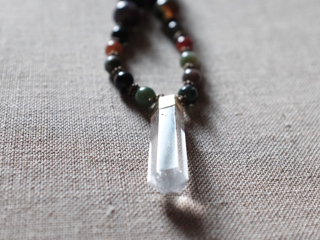 Agate & clear crystal necklace