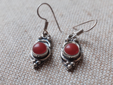 Red boho earrings