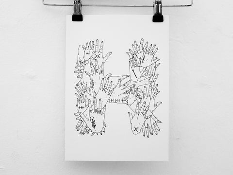 hands.inked print