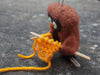 "Knitting Owl" needle felted friend