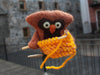 "Knitting Owl" needle felted friend