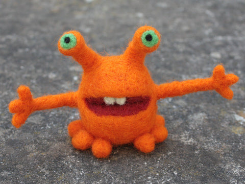 "Orange Monster" needle felted friend