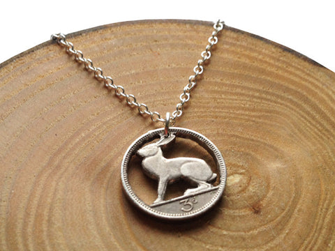 Handcut coin necklace "Irish Hare"
