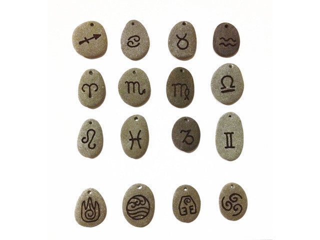 Stone amulet necklace with zodiac or element