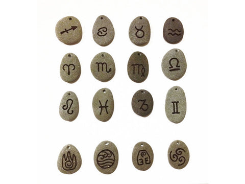 Stone amulet necklace with zodiac or element