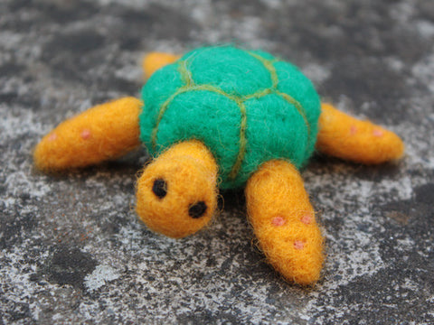 Handmade pure wool felted turtle