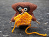 "Knitting Owl" needle felted friend
